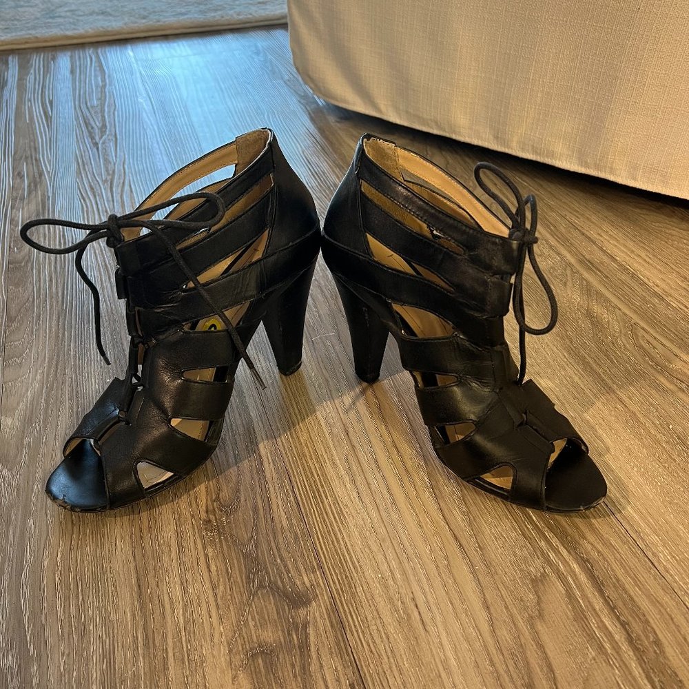 BCBG Black Lace-up Heels (size 9)